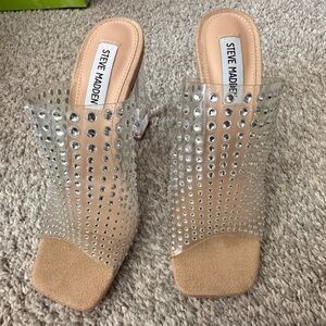 Steve Madden Clear Rhinestone Women's Mules